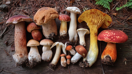 Mushroom foraging in crisp September air, rain-fresh forest cool and fragrant, clear skies above, king boletes thriving in damp earth.