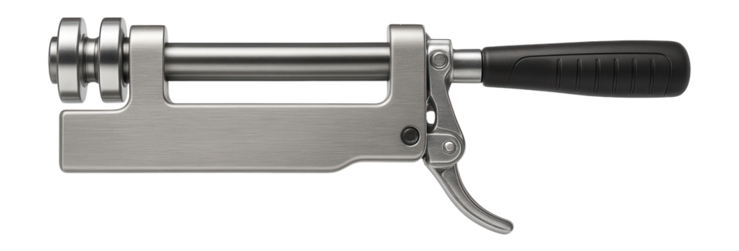 Lightweight aluminum bead roller with a quick-release mechanism for easy die changes in auto body shops.