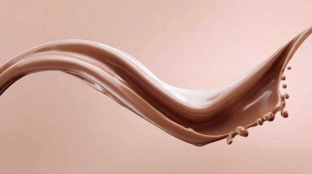 A chocolate wave is splashing on a pink background - Powered by Adobe
