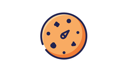Obraz premium Round orange cookie with dark spots and a center design.