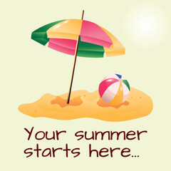 Summer beach landscape. Luxury vacation and holiday concept, summer travel banner. A banner with message summer starts here