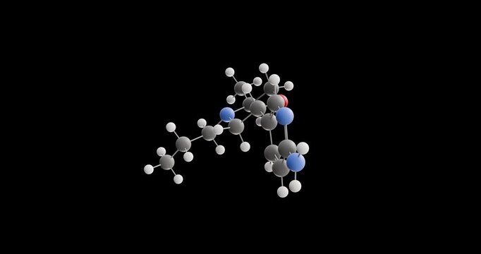 PF-592,379 molecule, rotating 3D model of agonist dopamine d3 receptor, looped video on a black background
