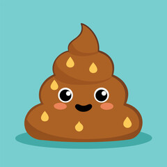 Funny emoji poo character with big googly eyes and worried expression