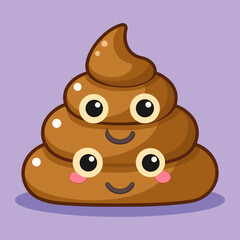 Funny emoji poo character with big googly eyes and worried expression