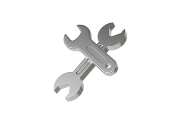 3d wrench tools icon. maintenance and repair concept. Minimal cartoon crossed metal spanners for mechanic workshop and DIY isolated on white background. 3d render.
