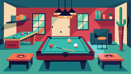 A game room equipped with billiards foosball and air hockey tables.