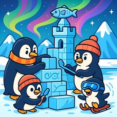an icy house by penguin family
