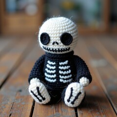 Little skeleton knitting with black yarn