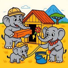 elephant family built house