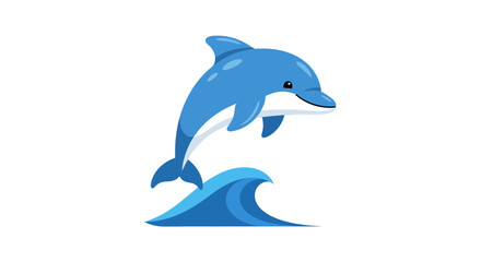 Fototapeta premium Cheerful Dolphin Leaping over a Wave A Joyful Ocean Illustration