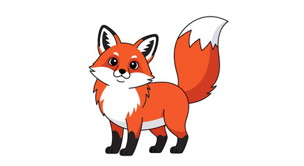 Obraz premium Charming Cartoon Fox Illustration A Playful Depiction of Wildlife in a Simple Style