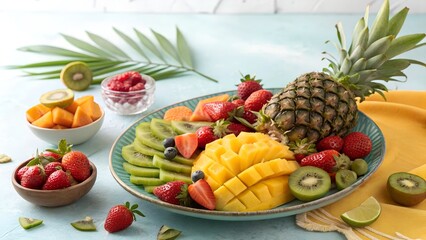 colorful fruit platter tropical summer vibe