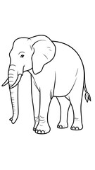 Simple black and white elephant drawing