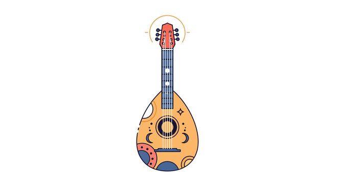 mandolin instrument orange blue design clip art preview