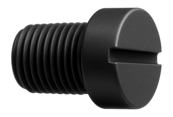 Nylon threaded plug with a slotted head for electronic enclosures.