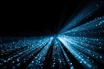 Abstract Blue Light Trails in Dark Background.