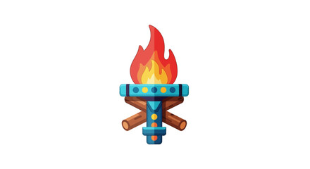 Stylized Torch with Bright Flame and Intricate Design.