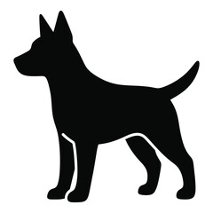 Silhouette of a standing alert dog side profile detailed canine silhouette ready for any design silhouette