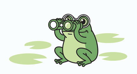 Obraz premium A Curious Amphibian Using Binoculars To Observe The Surroundings With Delightful Curiosity