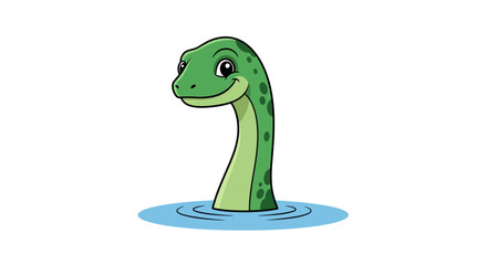 Fototapeta premium Adorable Cartoon Nessie Loch Ness Monster Illustration