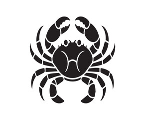 Minimalist Crab Silhouette Vector Black Sea Animal Illustration on White Background