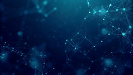 Dynamic Network Connections: Abstract Blue Technology Background with Glowing Polygons, Lines, and Dots, Representing Data, AI, and Digital Connectivity