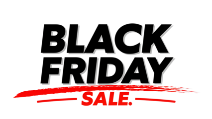 Dynamic Black Friday Sale Text with Bold Typography and Striking Red Brush Stroke for Urgent Shopping Deals & Promotional Banners