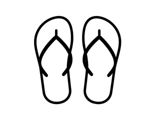 Simple black and white line drawing of flip-flops