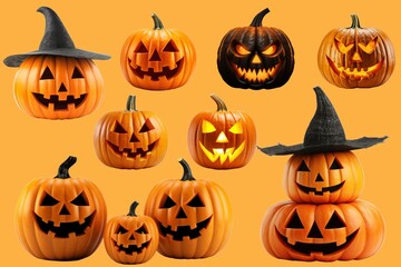 Jack o' lantern pumpkin element set