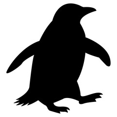 Cute penguin silhouette vector illustration isolated on white background, arctic animal design for logo, decoration, and artwork
