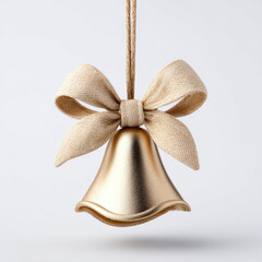 Golden bell with fabric bow hanging decoration for celebration