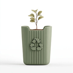 Green plant growing in eco friendly recycling container