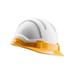 White and yellow construction helmet isolated on white background