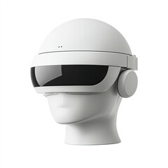 Virtual reality headset white mannequin head with futuristic design