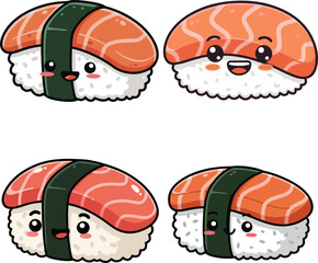 Adorable Sushi Illustrations Cute Salmon Nigiri Characters