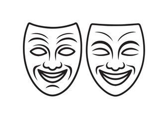 Theatrical masks line art Vector
