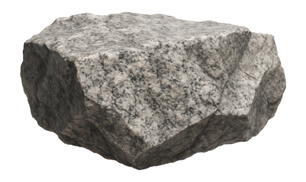 Boulder with speckled granite surface and rough, angular edges