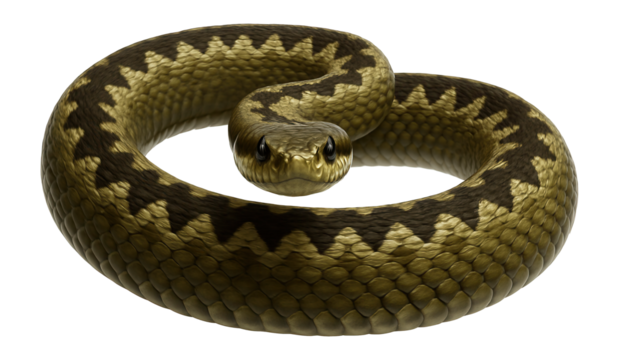 Steppe viper showing olive-brown scales with a zigzag pattern along the back