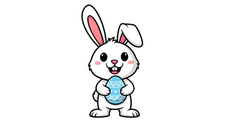 Adorable Easter Bunny Holding Decorated Egg Illustration for Holiday Celebrations