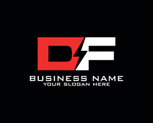 Initial D F logo concept with electric template vector