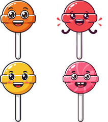Adorable Lollipop Characters A Collection of Fun and Playful Sweet Treats in Vector Illustration