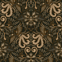 Sogan pattern batik design with classic ornaments and decorations