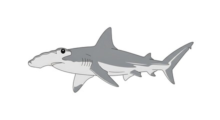 Obraz premium Stylized Illustration of a Hammerhead Shark in Profile Clean Vector Art.