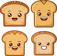 Cute Kawaii Bread Illustrations Perfect for Bakery Designs and Projects