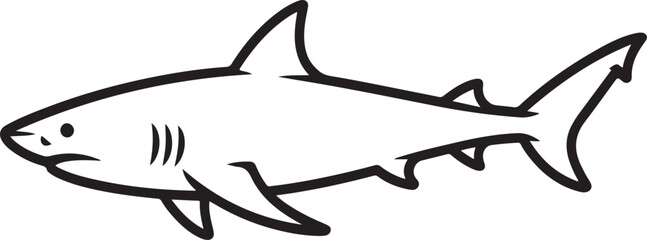 Side View Shark Silhouette Black Vector Illustration Marine Animal