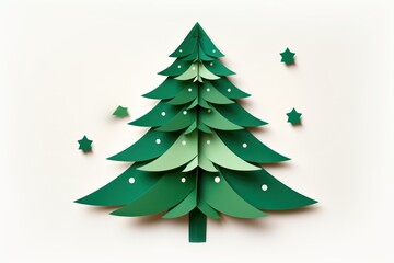 Obraz premium Green christmas tree paper celebration decoration.