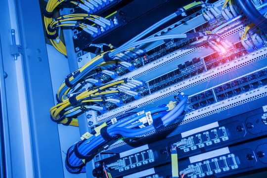 Network Cables and Equipment in Server Room Setup
