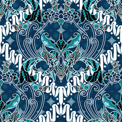 Sogan pattern batik design with classic ornaments and decorations