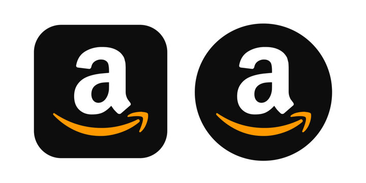 Amazon logo with shadow, amazon button set
