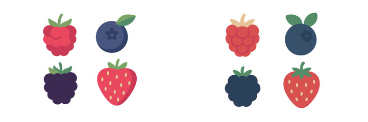 Colorful collection of berries arranged in groups on a plain background during a creative art session